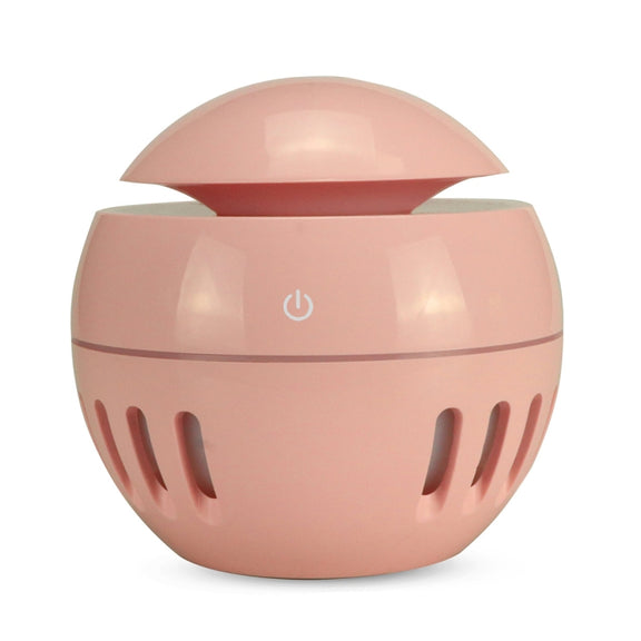 Wood Grain USB Hollowed-out Humidifier Seven Color Aromatherapy Lamp Automatic Alcohol Sprayer with Remote Control(Pink)