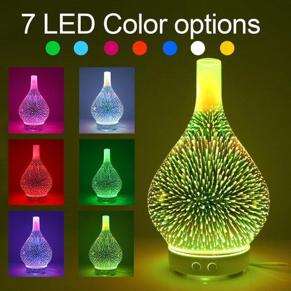 Mini 100ml Household Humidifier Ultrasonic Creative Purification 3D Glass Aromatherapy Machine Automatic Alcohol Sprayer, EU Plug