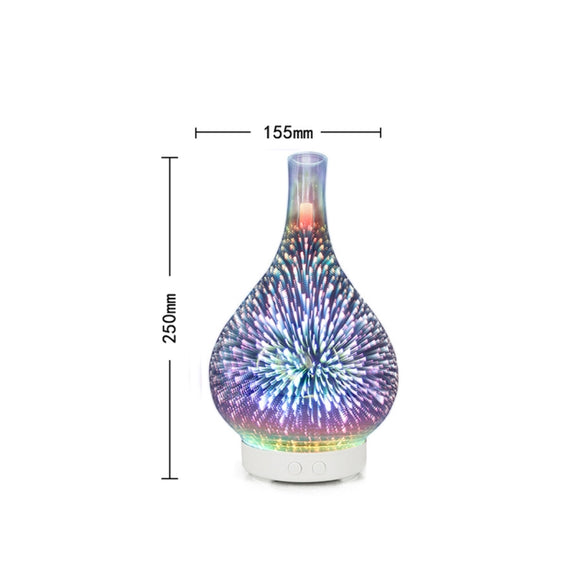 Mini 100ml Household Humidifier Ultrasonic Creative Purification 3D Glass Aromatherapy Machine Automatic Alcohol Sprayer, UK Plug