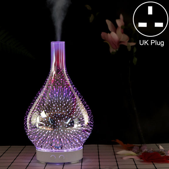 Mini 100ml Household Humidifier Ultrasonic Creative Purification 3D Glass Aromatherapy Machine Automatic Alcohol Sprayer, UK Plug