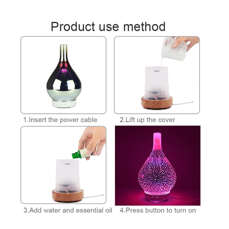 Mini 100ml Household Humidifier Ultrasonic Creative Purification 3D Glass Aromatherapy Machine Automatic Alcohol Sprayer, US Plug