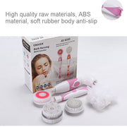 Multi-function Electric Water-resistant Bath Cleansing Brush Long-handled Massage Brush, with 4 Brush Heads(Grey)