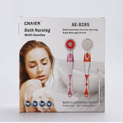 Multi-function Electric Water-resistant Bath Cleansing Brush Long-handled Massage Brush, with 4 Brush Heads(Grey)
