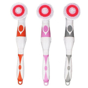 Multi-function Electric Water-resistant Bath Cleansing Brush Long-handled Massage Brush, with 4 Brush Heads(Grey)
