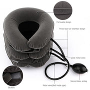 Household Full Cashmere Cervical Traction Instrument Neck Protection Inflatable Cervical Spine Massage Instrument (Black)
