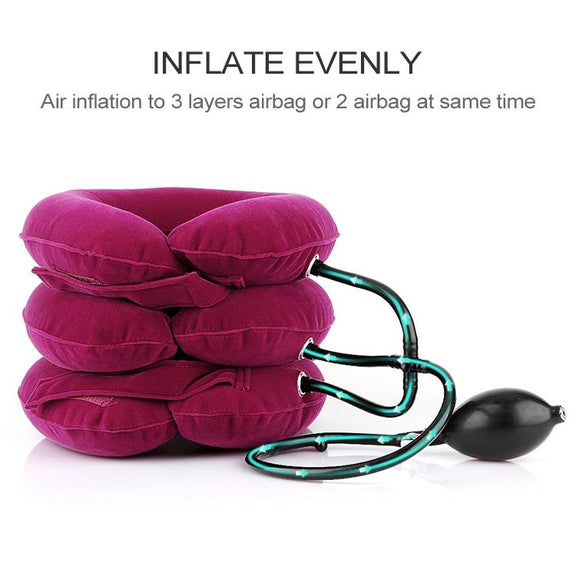 Household Full Cashmere Cervical Traction Instrument Neck Protection Inflatable Cervical Spine Massage Instrument (Black)
