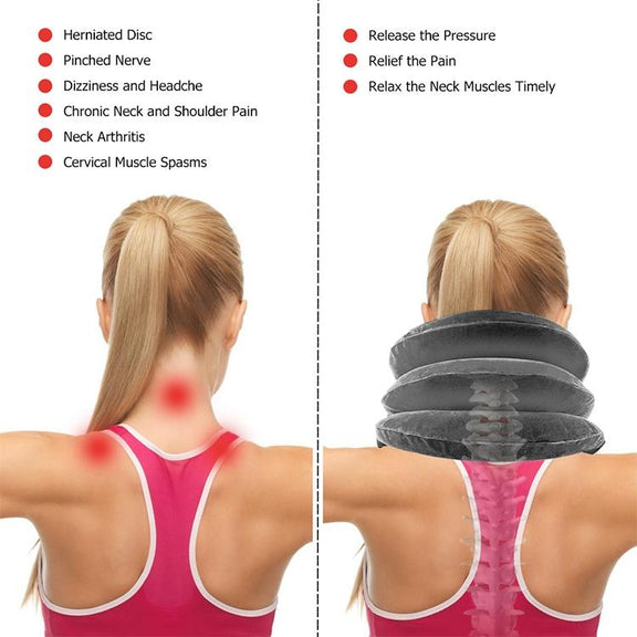 Household Full Cashmere Cervical Traction Instrument Neck Protection Inflatable Cervical Spine Massage Instrument (Rose Red)