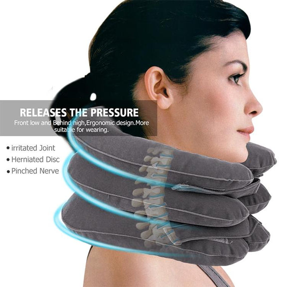 Household Full Cashmere Cervical Traction Instrument Neck Protection Inflatable Cervical Spine Massage Instrument (Rose Red)
