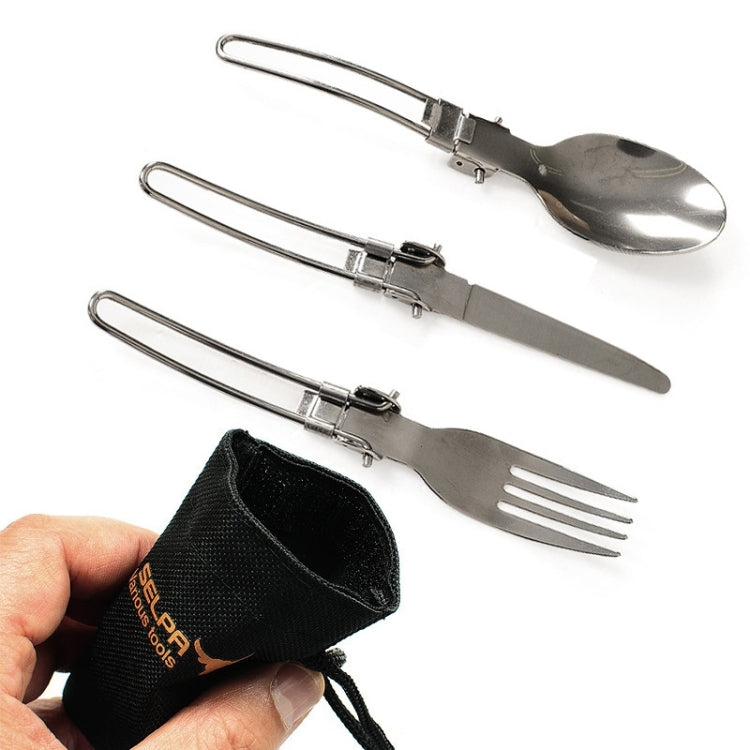 Three-Piece Stainless Steel Foldable Outdoor Cutlery - Cookwares & Tablewares by PMC TechLife | Online Shopping South Africa | PMC TechLife | Buy Now Pay Later Mobicred