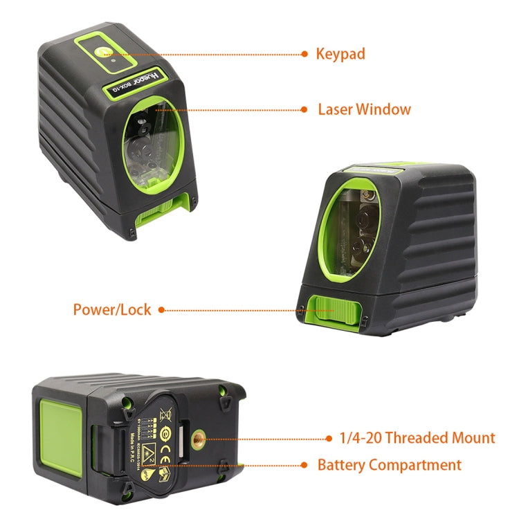 BOX-1G 1V1H 40mW & 10mW 2 Line Green Beam Laser Level Covering Walls and Floors (Green) - Laser Rangefinder by PMC TechLife | Online Shopping South Africa | PMC TechLife | Buy Now Pay Later Mobicred