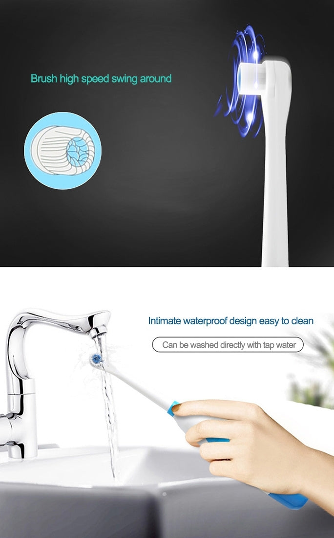 2W Creative Household Waterproof Rotary Electric Toothbrush Set with 4 Replacement Brush Heads & Base, 8500 Revolutions Per Minute(Blue) - Toothbrushes by PMC TechLife | Online Shopping South Africa | PMC TechLife | Buy Now Pay Later Mobicred