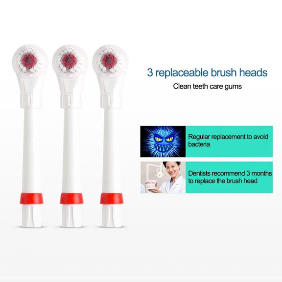 2W Creative Household Water-resistant Rotary Electric Toothbrush Set with 4 Replacement Brush Heads & Base, 8500 Revolutions Per Minute(Red)