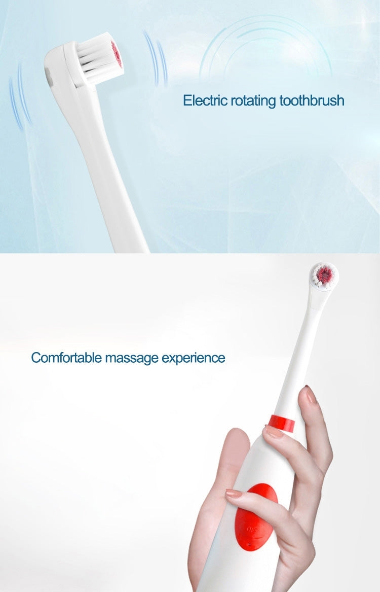 2W Creative Household Water-resistant Rotary Electric Toothbrush Set with 4 Replacement Brush Heads & Base, 8500 Revolutions Per Minute(Red)