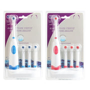 2W Creative Household Water-resistant Rotary Electric Toothbrush Set with 4 Replacement Brush Heads & Base, 8500 Revolutions Per Minute(Red)
