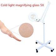 5X Foldable Swing Arm Desk Table Mount Magnifier with Lamp Light for Facial Tattoo Eyebrow Nail Salon Beauty, Cool White Light
