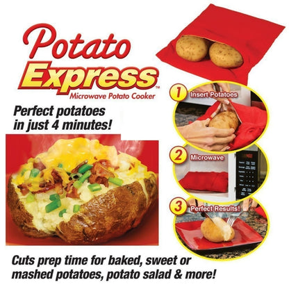 Washable Reusable Microwave Potato Cooker Bag (Cooks Up to 4 Potatoes At The Same Time), Size: 26.7*17.6cm(Red) - free shipping - PMC Jewellery - Order now!
