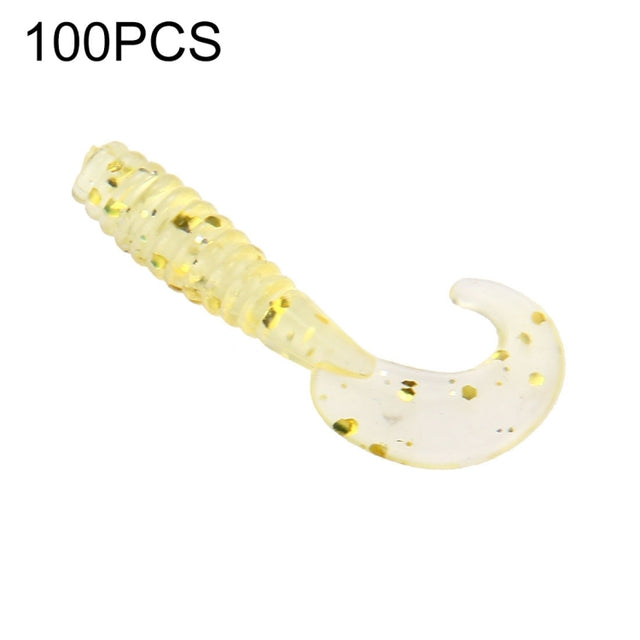 100 PCS Sequins Long Tail Maggots Shape Fishing Lures Artificial Fishing Bait, Length: 3.5cm