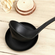 Stand Up Ladle Spoon with Tray for Home or Commercial Kitchen, Spoon Size: 28.5*8.2cm(Black)