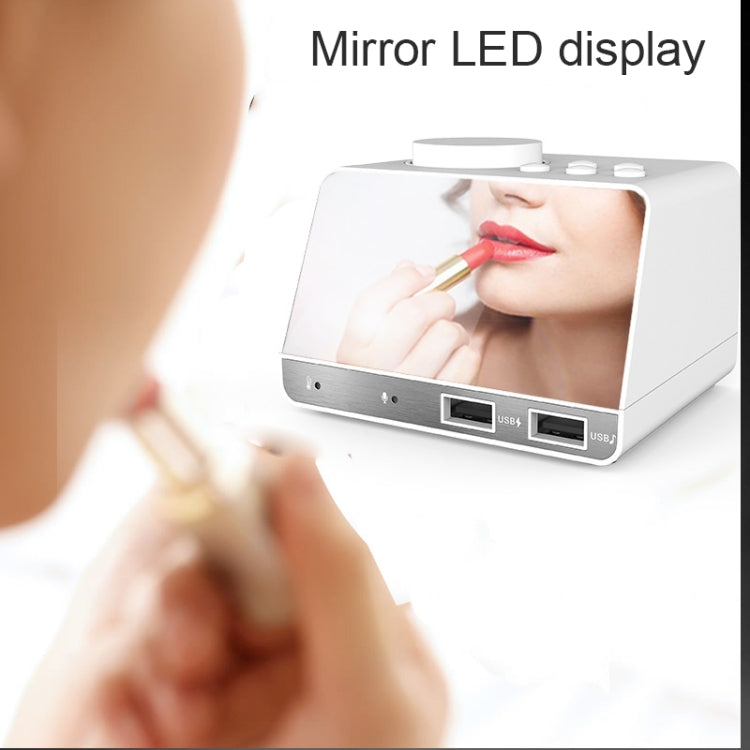 K11 Bluetooth Alarm Clock Speaker Creative Digital Music Clock Display Radio with Dual USB Interface, Support U Disk / TF Card / FM / AUX, EU Plug(White) - Alarm Clocks by PMc TechLife | Online Shopping South Africa | PMc TechLife | Buy Now Pay Later Mobicred