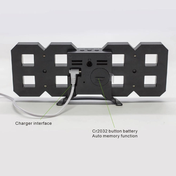 Multi-Function Large 3D LED Digital Wall Alarm Clock with Snooze Function, 12/24 Hours Display for Home, Kitchen, Office, DC 5V, CE Certificated(Green) - Wall Clock by PMc TechLife | Online Shopping South Africa | PMc TechLife | Buy Now Pay Later Mobicred