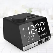 K11 Bluetooth Alarm Clock Speaker Creative Digital Music Clock Display Radio with Dual USB Interface, Support U Disk / TF Card / FM / AUX, US Plug(Black)