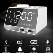 K11 Bluetooth Alarm Clock Speaker Creative Digital Music Clock Display Radio with Dual USB Interface, Support U Disk / TF Card / FM / AUX, US Plug(Black)