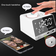 K11 Bluetooth Alarm Clock Speaker Creative Digital Music Clock Display Radio with Dual USB Interface, Support U Disk / TF Card / FM / AUX, US Plug(White)