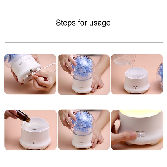 ML-824 100ML Gypsophila Flowers Aromatherapy Diffuser Air Humidifier with Colorful LED Light for Office / Home(Green)