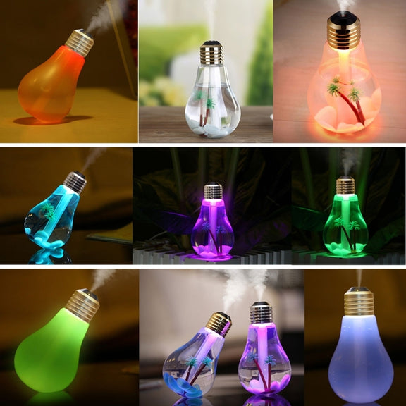 400ML Colorful Light Portable Bulb Shape Aromatherapy Air Purifier Humidifier for Home / Office / Car(Gold)
