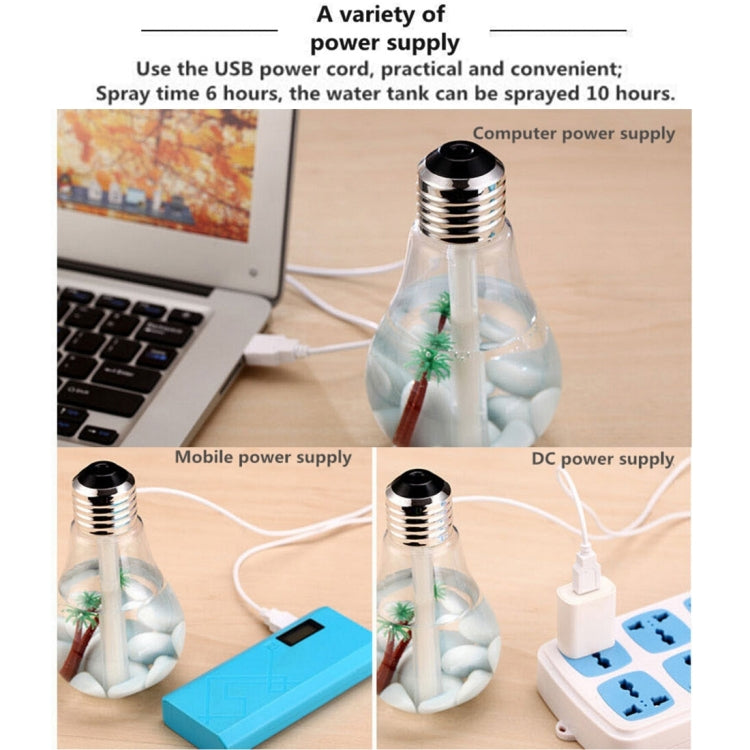 400ML Colorful Light Portable Bulb Shape Aromatherapy Air Purifier Humidifier for Home / Office / Car(Silver)