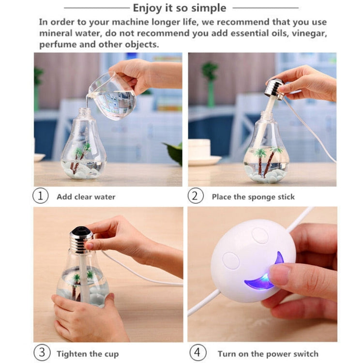 400ML Colorful Light Portable Bulb Shape Aromatherapy Air Purifier Humidifier for Home / Office / Car(Silver) - Air Purifiers & Accessories by PMC TechLife | Online Shopping South Africa | PMC TechLife | Buy Now Pay Later Mobicred