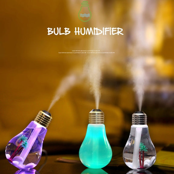 400ML Colorful Light Portable Bulb Shape Aromatherapy Air Purifier Humidifier for Home / Office / Car(Silver)