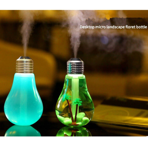 400ML Colorful Light Portable Bulb Shape Aromatherapy Air Purifier Humidifier for Home / Office / Car(Silver)