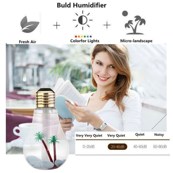400ML Colorful Light Portable Bulb Shape Aromatherapy Air Purifier Humidifier for Home / Office / Car(Silver)