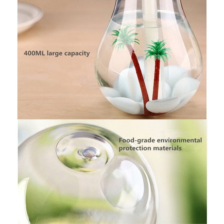 400ML Colorful Light Portable Bulb Shape Aromatherapy Air Purifier Humidifier for Home / Office / Car(Silver)