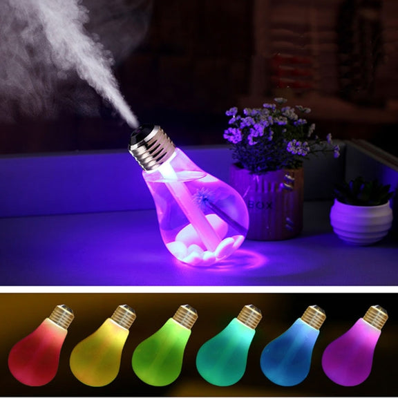 400ML Colorful Light Portable Bulb Shape Aromatherapy Air Purifier Humidifier for Home / Office / Car(Silver)