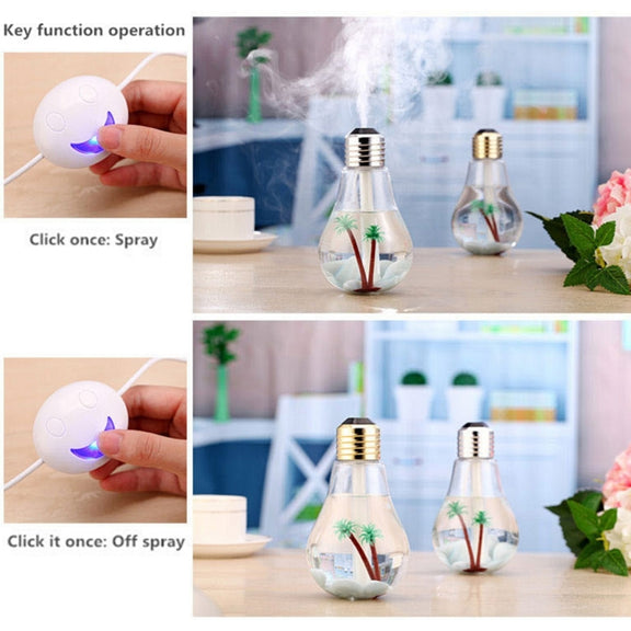 400ML Colorful Light Portable Bulb Shape Aromatherapy Air Purifier Humidifier for Home / Office / Car(Silver)