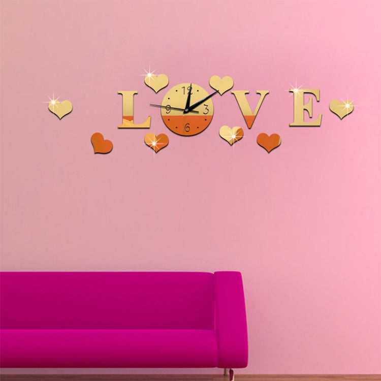 Creative LOVE Clock Acrylic Mirror DIY Wall Sticker(Gold) - DIY Clocks by PMc TechLife | Online Shopping South Africa | PMc TechLife | Buy Now Pay Later Mobicred