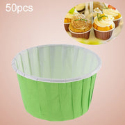 50pcs / Pack Round Lamination Cake Cup Muffin Cases Chocolate Cupcake Liner Baking Cup, Size: 5 x 3.8  x 3cm (Green)