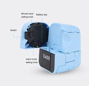 Mini Manual Child Deformation Alarm Clock Robot Toy (Blue)