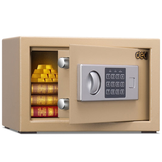 Deli Home Office Hotel Mini Electronic Security Lock Box Wall Cabinet Safety Box(Gold) - Safety Box by PMC Jewellery | Online Shopping South Africa | PMC Jewellery | Buy Now Pay Later Mobicred
