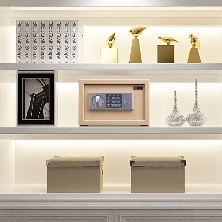 Deli Home Office Hotel Mini Electronic Security Lock Box Wall Cabinet Safety Box(Gold) - Safety Box by PMC Jewellery | Online Shopping South Africa | PMC Jewellery | Buy Now Pay Later Mobicred