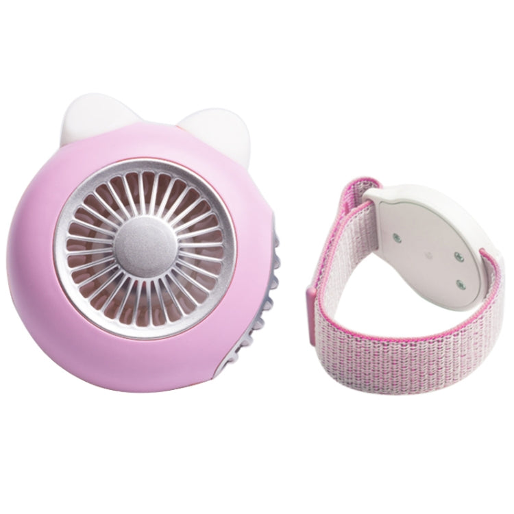 LORDNINO SBF003 3W USB Charging Portable Electric Fan with Magnetic Wristband, 3 Speed Control (Pink)