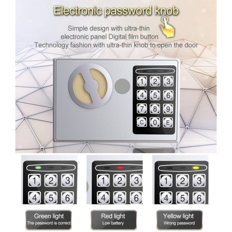 17E Home Mini Electronic Security Lock Box Wall Cabinet Safety Box without Coin-operated Function(White)