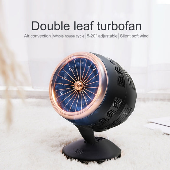 Portable Adjustable Mini USB Charging Air Convection Cycle Desktop Electric Fan Air Cooler, Support 2 Speed Control (Black Gold)