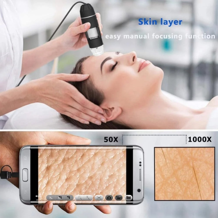 1600X Magnifier HD Image Sensor 3 in 1 USB Digital Microscope with 8 LED & Professional Stand (Black) - Digital Microscope by PMC TechLife | Online Shopping South Africa | PMC TechLife | Buy Now Pay Later Mobicred