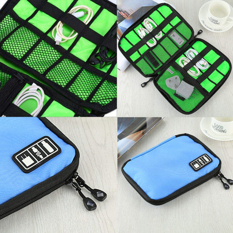 Portable Travel Organizer Storage Collection Bag Case Pouch Digital Gadget Electronic Accessories, Size: 25.7*18.5*1.2cm(Blue)