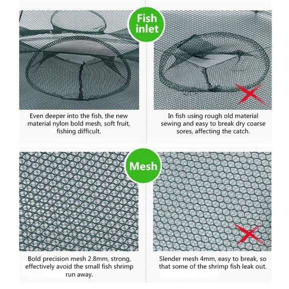 16 Holes Automatic Foldable Fishing Net Nylon Shrimp Crab Minnow Trap Fish Cast Net Fishing Tackle