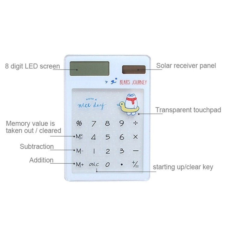 8 Digits LED Screen Calculator with Transparent Touch Pad & Solar Panel, Random Color Delivery - Calculator by PMC TechLife | Online Shopping South Africa | PMC TechLife
