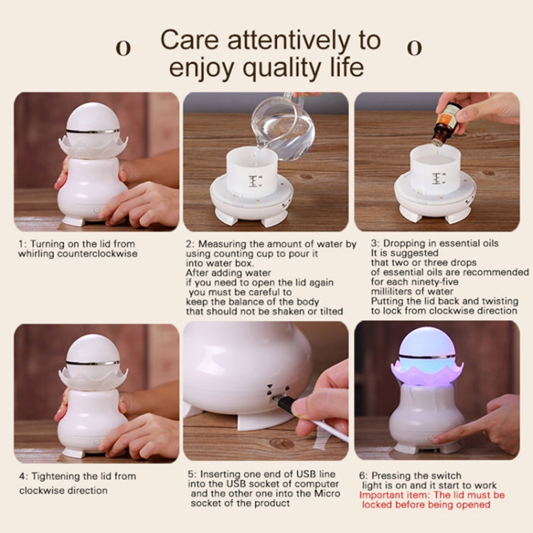 4W USB Charging Night Luminescent Pearl Ultrasonic Aromatherapy Humidifier with LED Colorful Light for Home / Office, Water Tank Capacity: 95ml, DC 5V(Mint Green)